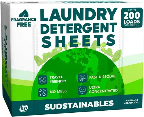 Vista 12 de Sudstainables Hojas de detergente para ropa de 200 cargas: hoja de lavandería soluble para lavadoras, alternativa compacta al detergente líquido