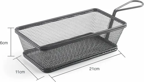 Vista 2 de LACOR - 61155 – Cesta rectangular para servir aperitivos, cesta de patata francesa, acero inoxidable, no apta para freír, 8.3 x 4.3 x 2.4 in