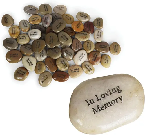 50 piedras conmemorativas - Rocas inspiradoras de río grabadas en memoria amorosa - Decoraciones de celebración de la vida - Recuerdos de Difuntos