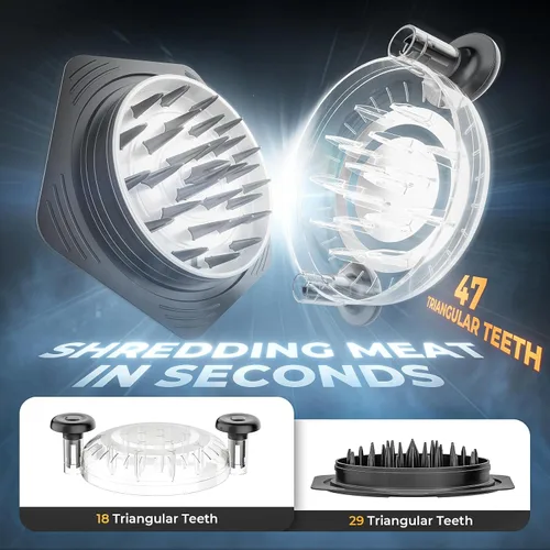 Vista 7 de Cleangor Herramienta de trituración de pollo Twist Grande, trituradora de carne libre de BPA con mango ergonómico, herramienta de trituración