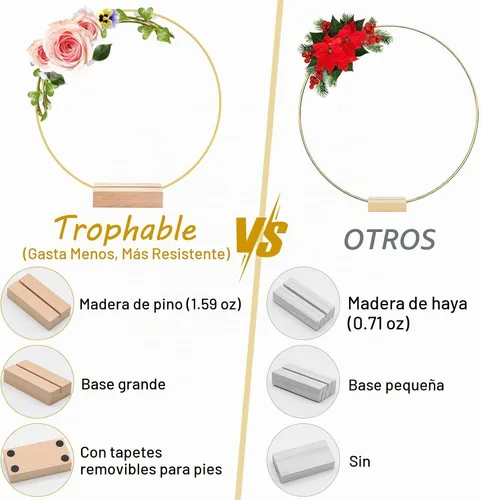 Vista 5 de trophable 15 piezas de centro de mesa de aro floral de metal de 12 pulgadas