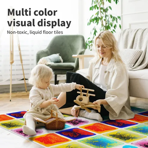 Vista 3 de Art3d Azulejos sensoriales líquidos para actividades de suelo, cuadrados, 11.8 x 11.8 pulgadas, multicolor, 6 azulejos