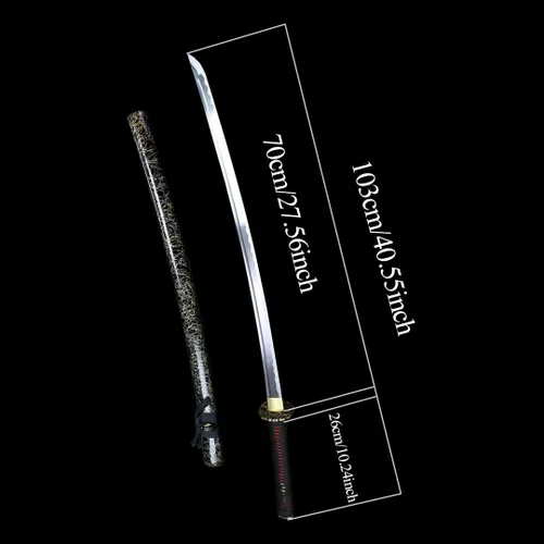 Espada japonesa hecha a mano de acero al carbono de espiga completa de 41 pulgadas