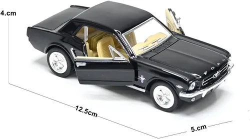 Vista 5 de KiNSMART 1964 1/2 Ford Mustang 1:36 Escala Modelo de coche clásico de metal fundido a presión de 12,7 cm (Negro)