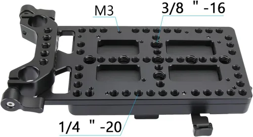 Vista 4 de CAMVATE Divisor de fuente de alimentación de placa de montaje de bloqueo V con abrazadera de varilla de 0.591 in - 1524