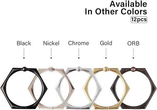 Vista 5 de Utopia Alley HK9BK - Juego de 12 anillos para cortina de ducha para baño, color negro