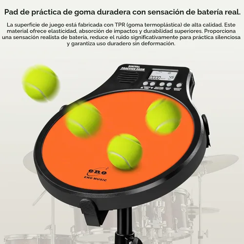 Vista 3 de ENO MUSIC Dispositivos de práctica de tambor de percusión y metrónomo electrónico integrado 2 en 1 Instrumentos musicales electrónicos Almohadilla