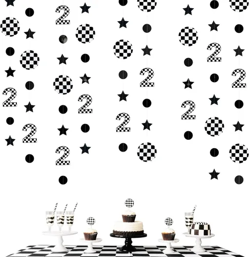 Vista 38 de Decoraciones de fiesta de arco iris, nube 3D, círculo, puntos, estrella, luna, rayo, guirnalda colorida para cumpleaños, baby shower, boda