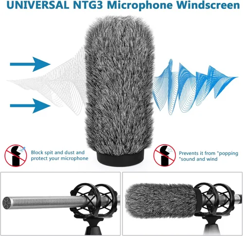 Vista 5 de NTG3 - Filtro de parabrisas para micrófono de escopeta Deadcat compatible con Rode NTG3, NTG2, Sennheiser MKH416, MKH418, Sony ECM 680s ECM-670