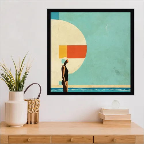 Vista 7 de Amanti Art Framed Wall Art Print 21x21 Mid Century Pool by Layla Oz, Abstract Wall Art, Mid Century Modern Decor, Medium Poster Painting Artwork for