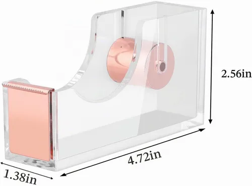 Vista 5 de Alsisk Grapadora de escritorio transparente con 1000 piezas de grapas – oro rosa (Grapadora)