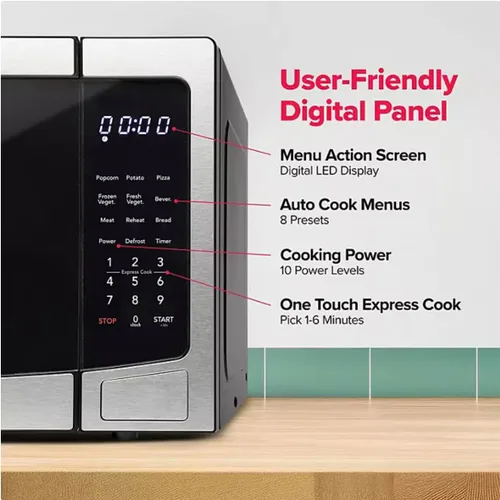 Vista 4 de FRIGIDAIRE Horno de microondas de acero inoxidable, multifunción, programable, 1.1 pies cúbicos 1000 vatios