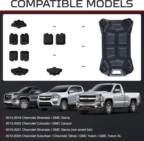 Vista 3 de AJT DESIGN Funda de Repuesto para Llavero Compatible con 2014-2018 Chevrolet Silverado, GMC Sierra 2013+ Chevy Colorado, GMC Canyon 2012+