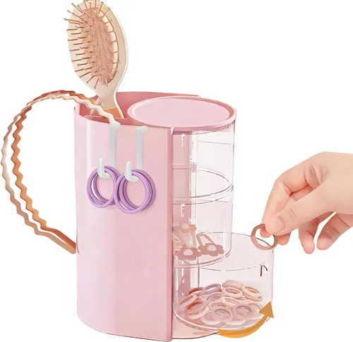 Vista 9 de Organizador de accesorios para el cabello con 2 ganchos, organizador de accesorios para el cabello para niñas con soporte para cepillo de pelo