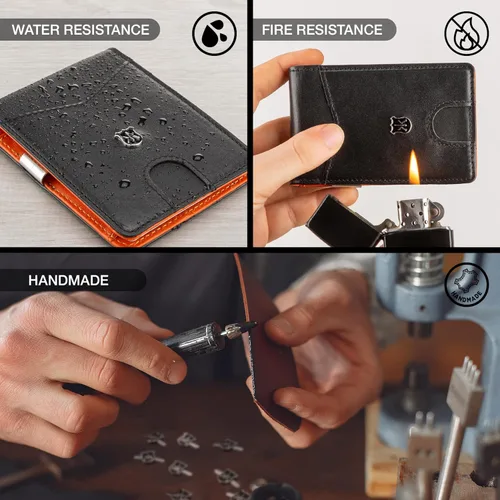 Vista 4 de KONACK Money Clip Wallet for Men Slim TOKYO RFID Blocking Real Leather Front Pocket Bifold Credit Card Holder Men's Wallet Gift Box