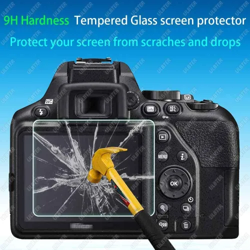 Vista 3 de Protector de pantalla aplicable para cámara Nikon D3500 D3400 D3300 D3200 D3100 y cubierta de zapata caliente, [2+3 unidades] 9H dureza vidrio