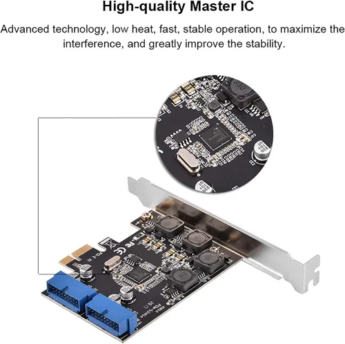Vista 4 de Pcie PCIExpress a adaptador Pcie interno Pcie tarjeta Pcie 2 puertos 19pin cabecera USB 3.0 tarjeta de expansión con bajo