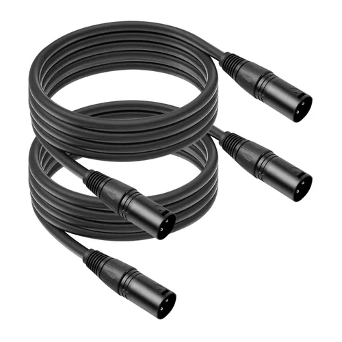 Vista 14 de Paquete de 2 cables de micrófono XLR macho a macho de 3 pines, cable de audio equilibrado profesional con cobre sin oxígeno, conectores chapados