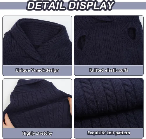 Vista 4 de PUMYPOREITY Suéter para perro, suéteres para perros medianos, suéter de Navidad de punto para perro, suéteres con cuello en V para perros medianos