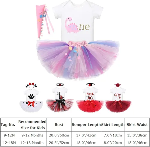 Vista 7 de Conjunto de ropa de 3 piezas para niña de mariquita tutú de tul diadema de 3 piezas de disfraz de princesa para Halloween