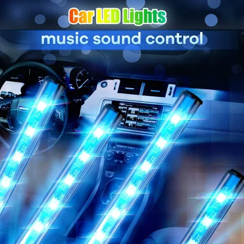 Vista 3 de Luces LED de interior de carro, 4 tiras de 36 LED 12 V CC impermeable multicolor, kit de iluminación, con mando a distancia inalámbrico, de EJ's