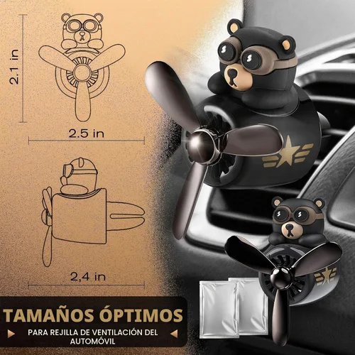 Vista 2 de Clip de ventilación para ambientador de coche de avión - Bear Pilot, hélice Negro
