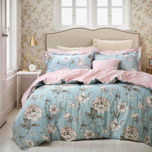 Vista 29 de FADFAY Juego de funda de edredón con estampado floral de roseta, juego de ropa de cama de encaje con volantes para niñas, 3 piezas, tamaño individual