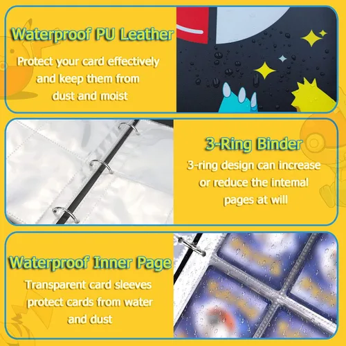 Vista 3 de Balmado Carpeta de tarjetas coleccionables Carpeta para tarjetas para 400 tarjetas con 50 hojas extraíbles para tarjetas, carpeta de tarjetas