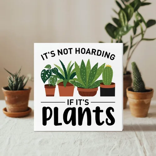 Vista 3 de Decoración de caja de madera con texto en inglés "It's Not Hoarding If It's Plants", decoración de jardín de plantas, decoración de escritorio