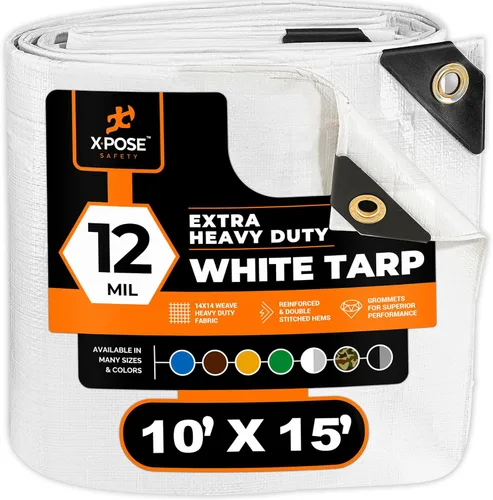Vista 26 de Xpose Safety Lona protectora de polietileno plateado resistente de 5 x 7 pies - Funda protectora multiusos - Duradera, resistente al agua