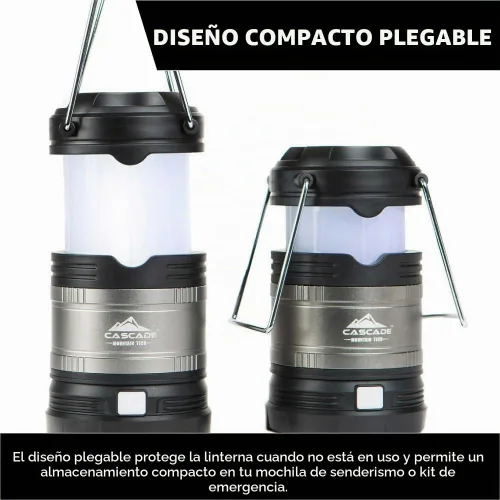 Vista 4 de Cascade Mountain Tech Linterna LED impermeable IPX4 desplegable con 4 modos de luz, paquete de 3