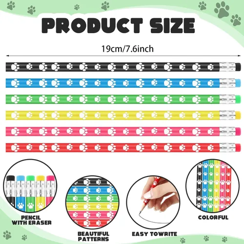 Vista 2 de Harloon Juego de 120 pulseras de goma con estampado de patas, juegos de lápices, pulseras elásticas de silicona multicolor, pulseras elásticas