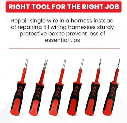Vista 8 de AFA Tooling - Kit de extracción universal de terminales (25 piezas) – Retira de forma segura los terminales de los conectores eléctricos – Mangos