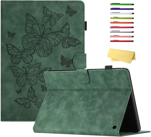 Vista 25 de Funda para tableta Amazon Kindle Fire HD 8 (8ª/7ª/6ª generación, 2018/2017/2016), con portalápices, bolsillo para tarjetas, imán de piel sintética