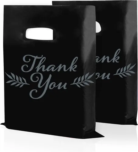 Houseables Bolsas de agradecimiento, bolsas de mercancía, con asas, plástico, para compras, venta al por menor, regalo, pequeñas empresas, boutique,