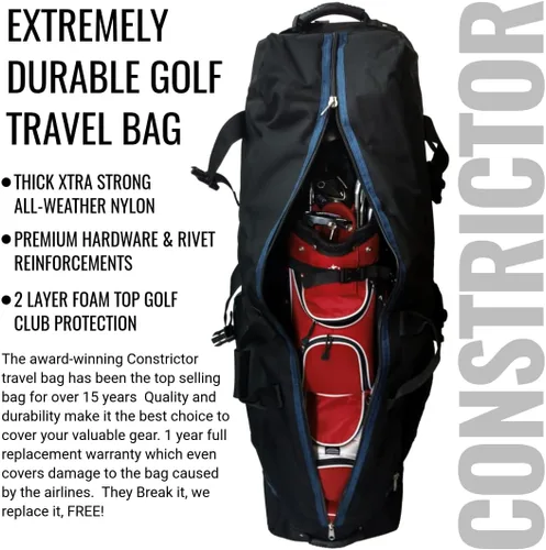 Vista 4 de CaddyDaddy Constrictor Funda para bolsa de viaje de golf de lados suaves con espuma gruesa y densa acolchada en la parte superior, cobertura