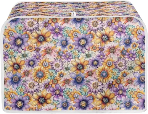 Vista 20 de Talayituse Funda para tostadora con estampado de huellas bohemias de 4 rebanadas para pan, cubierta lavable para tostadora de cocina, cubierta
