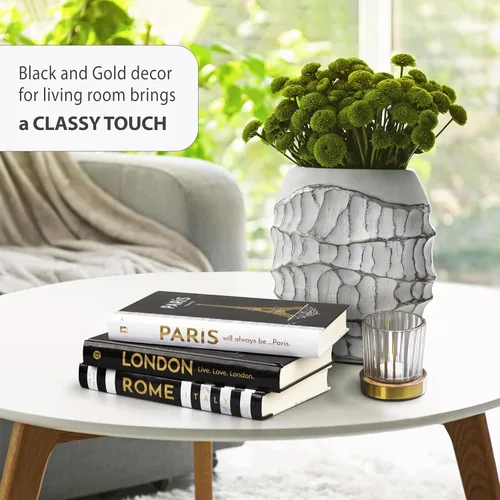 Vista 7 de Libros decorativos para decoración del hogar, decoración de libros falsos de tapa dura, títulos de estampado de lámina dorada, juego de 3, como