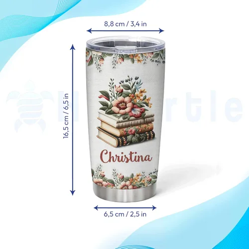 Vista 3 de Hyturtle Vaso de libro impreso personalizado, regalos de cumpleaños para amantes de los libros, regalos para amantes de los libros para mujeres