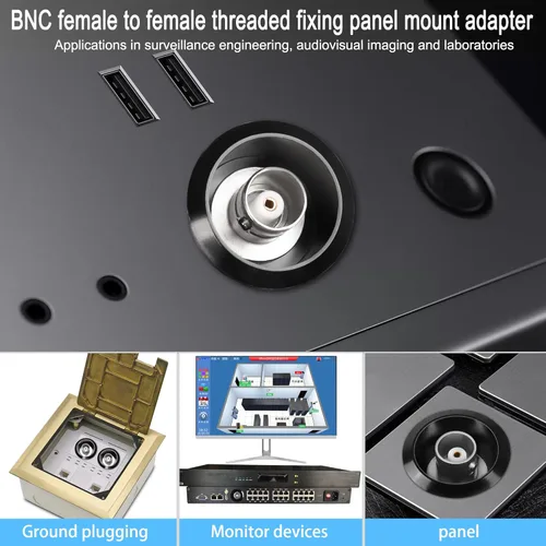 Vista 5 de QIANRENON Adaptador circular de fijación roscada BNC hembra a hembra Conector de montaje en panel BNC Toma de módulo de vigilancia BNC, 75 ohmios