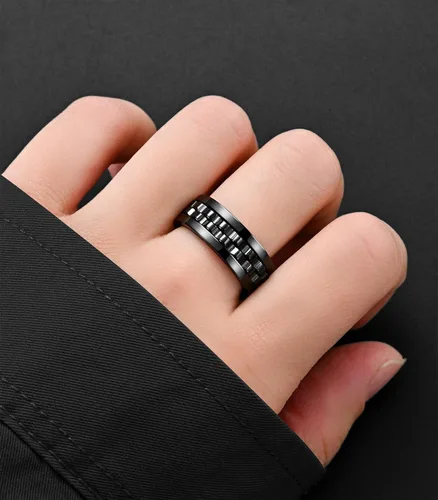 Vista 4 de King Ring 8mm Gear Spinner Rings – Ultra Polished Fidget Rings for Men & Women – Designed in USA