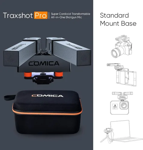 Vista 2 de COMICA Traxshot Pro - Micrófono de escopeta profesional, 3 modos de recogida, salida digital USB C, micrófono de video para cámara DSLR, iPhone