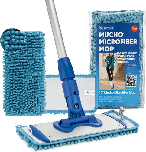 Sistema de trapeador de microfibra Mucho de 10 pulgadas, mopa para limpieza de suelos, mopa de madera dura para pisos de azulejos, laminados,