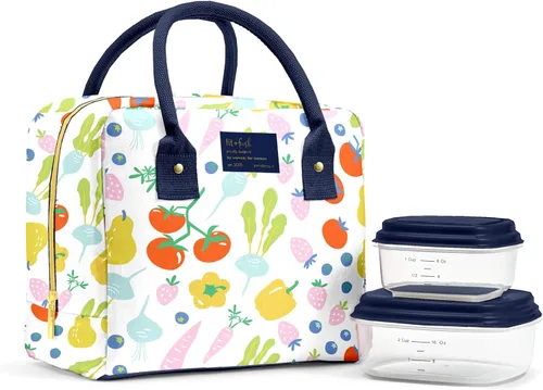 Vista 8 de Fit & Fresh - Lonchera Bloomington para mujeres - Lonchera grande aislada para el trabajo con contenedores, resistente a fugas, resistente a Bubble