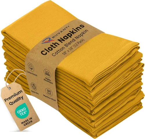 Vista 35 de Ruvanti - Juego de 4 servilletas de tela de 45x45 centímetros, lavables, suaves, duraderas, absorbentes, mezcla de algodón. Servilletas de mesa