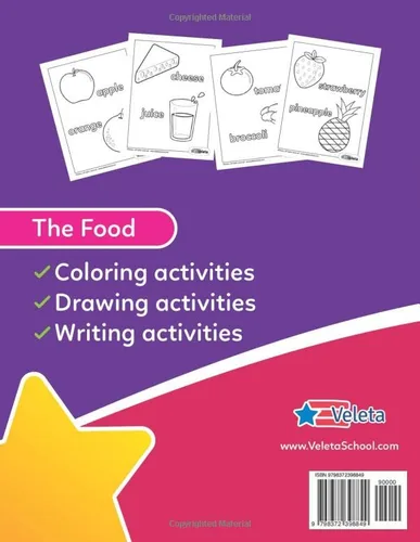 Vista 2 de The Food workbook for childrens Coloring, drawing and writing activities for kids 3+