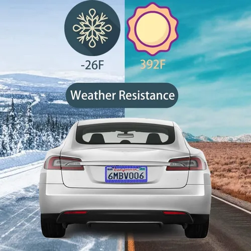 Vista 6 de Paquete de 2 marcos de matrícula: marco de placa de acero inoxidable hecho a mano con diamantes de imitación de zafiro con 4 tapas de rosca