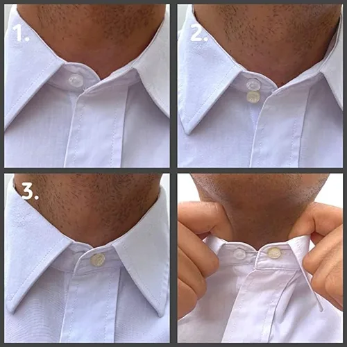 Vista 4 de Extensores de cuello para camisas de hombre, extensor de botones, extensor de cuello para camisa de vestir para hombres, paquete de 2