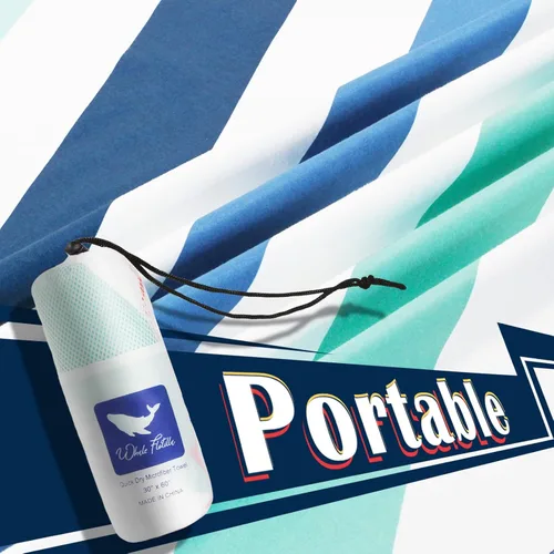 Vista 7 de Whale Flotilla Toalla de playa grande de secado rápido (30 x 60 pulgadas), toallas de playa de microfibra sin arena, súper absorbentes, compactas