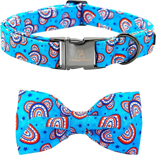 Vista 10 de Lionheart glory Collar de perro con bandera estadounidense, collar de lazo para perro del 4 de julio, resistente y ajustable, patriótico